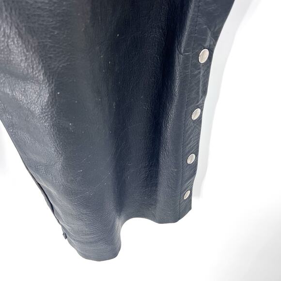 Vintage Zip & Snap Leg Black Genuine Leather Motorcycle Chaps USA Mens XXL - Picture 5 of 9